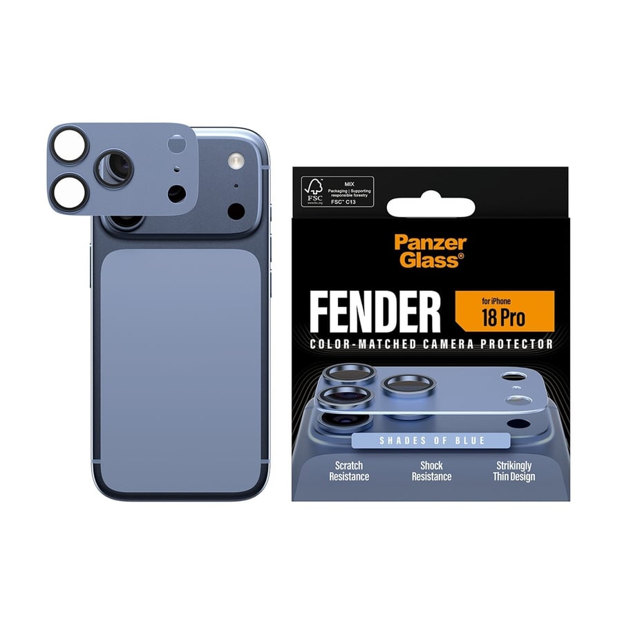 بانزر جلاس Fender غطاء حماية عدسات الكاميرا لأجهزة iPhone 18 Pro Max / 18 Pro - لون ازرق سماوي