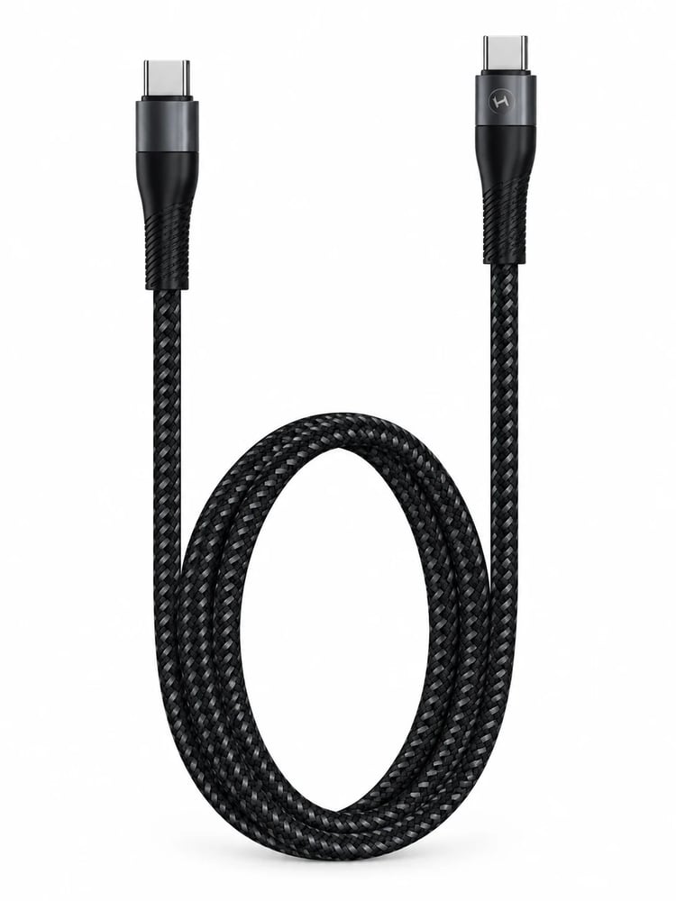 تشابي لاين كابل شحن ومزامنة قماشي USB-C إلى USB-C بقدرة 65 واط وطول 1