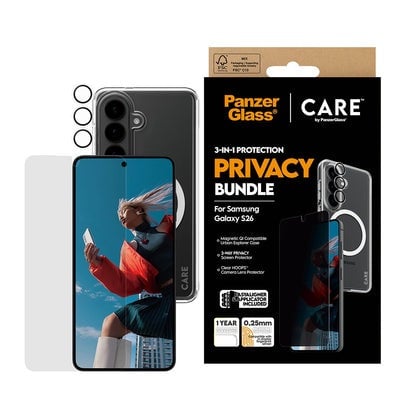بانزر جلاس CARE بكج 3في1 حماية سامسونج اس 26 بأنواعه - لقافة / PRIVACY