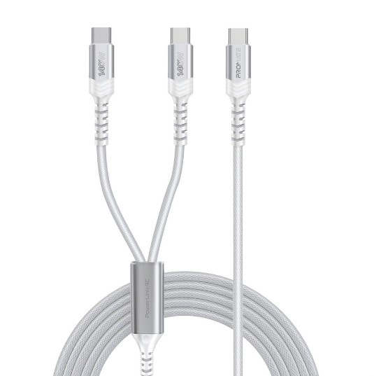 بروميت كابل شحن USB-C الى USB-C مزدوج مضفر بالقماش 140 واط - PowerLink