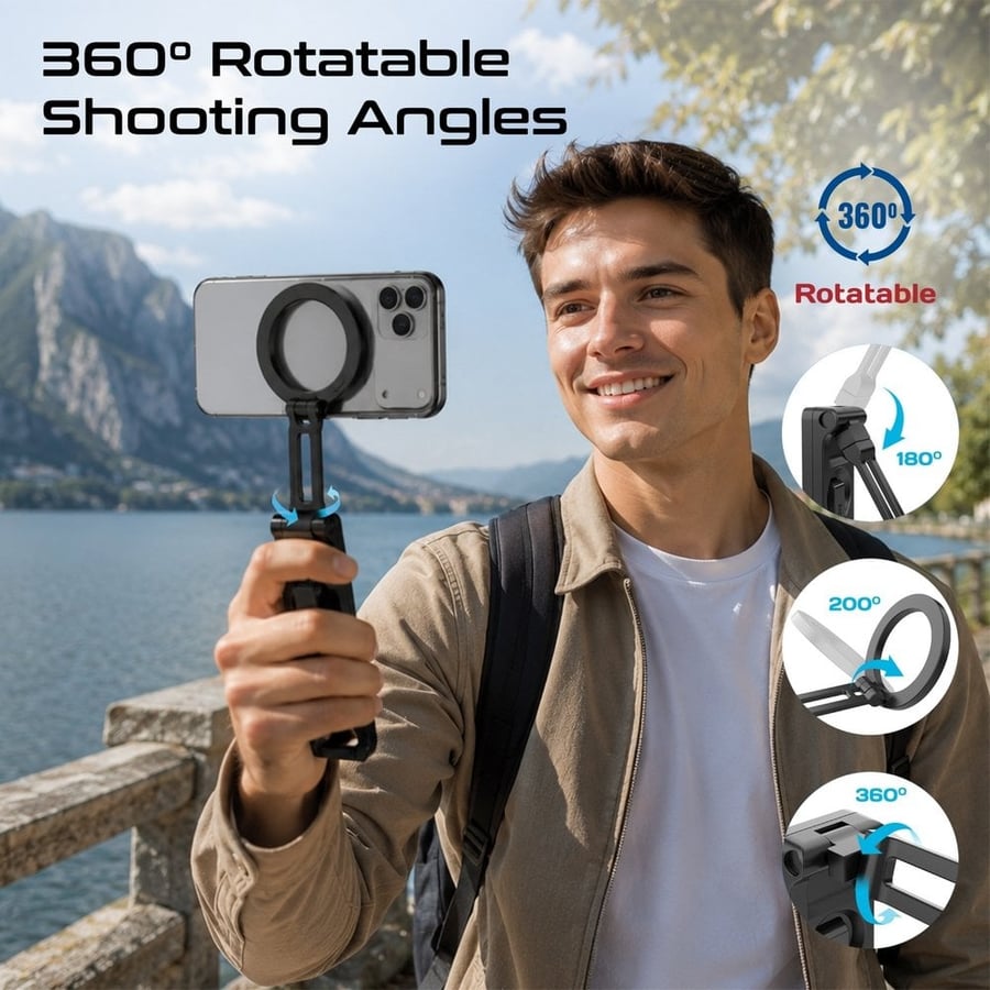 بروميت حامل جوال مغناطيسي متعدد الاستخدامات بدوران 360° ومغناطيس N52 مع خطاف Carabiner مدمج - Axon-Go