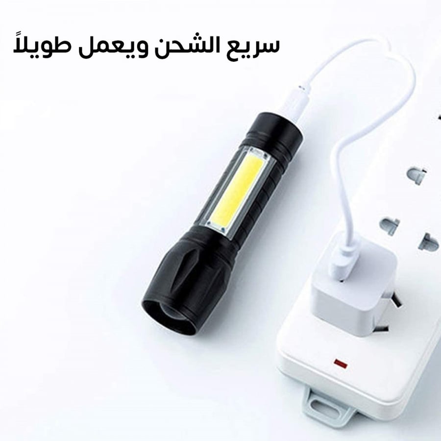 كشاف يدوي صغير قابل لإعادة الشحن م للماء مع لمبة جانبية COB ومقاوحجم م