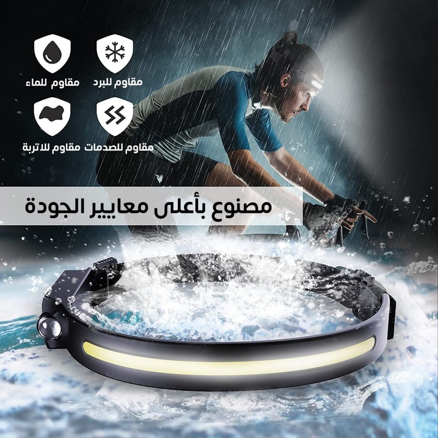 كشاف راس باضاءة عريضة مع جهاز استشعار خفيف الوزن مع 4 اوضاع قابل لاعاد