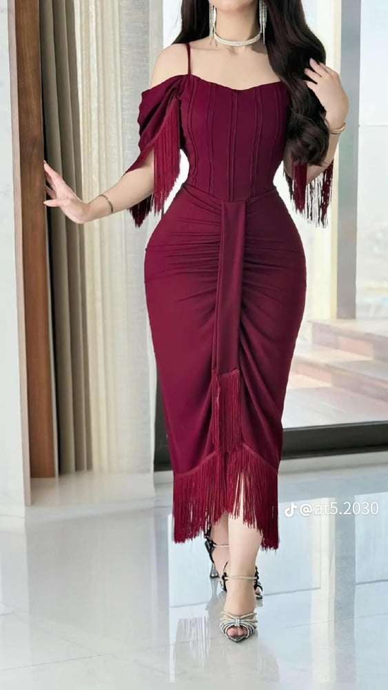 فستان ميد استرتش هدب