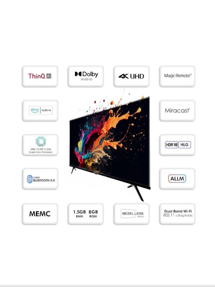 شاشة جي في سي برو 4K,WebOs سمارت 65بوصة