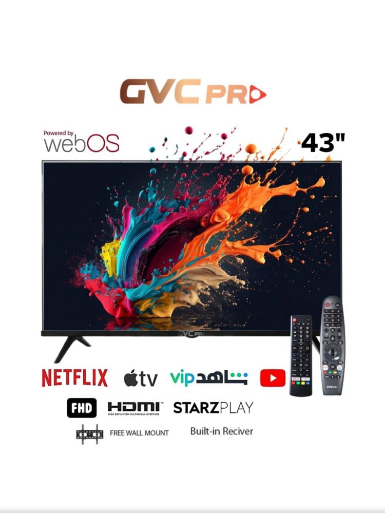 شاشة جي في سي برو 43 بوصة سمارت Full HD بنظام WebOS مع رسيفر داخلي – 43GW6100