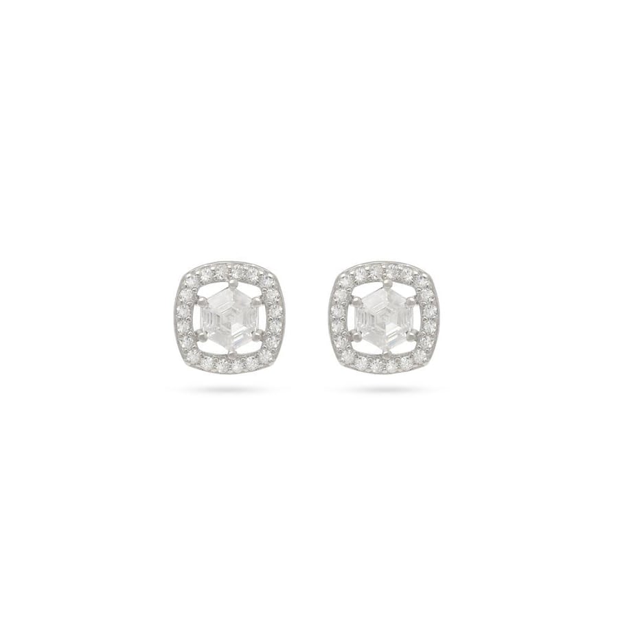 Silver hoop decorated with zircon stones