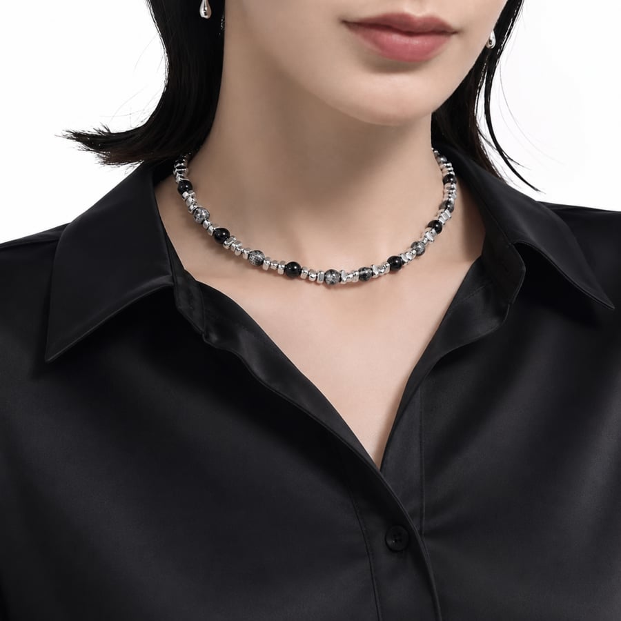 ‏Black Stone Necklace