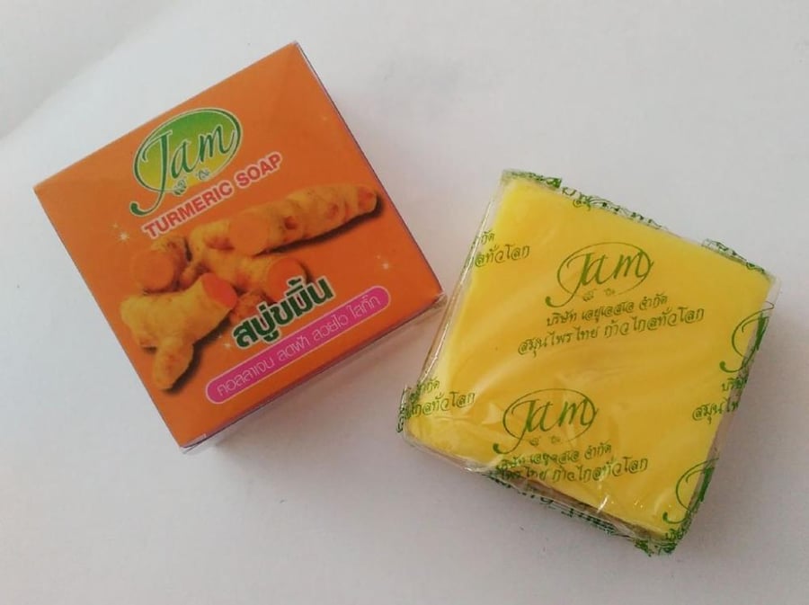 صابون الكركم من جام، الكركم، جلوتا كولاجين، مستخلص عشبي طبيعي بالكامل، صحي