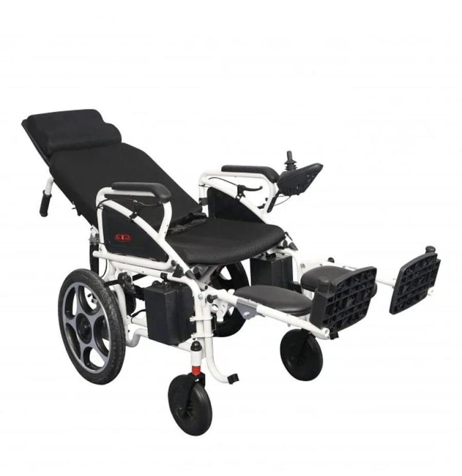 كرسي متحرك نص كهربائي AT52313 قابل للطي مع مسند ظهر مرتفع