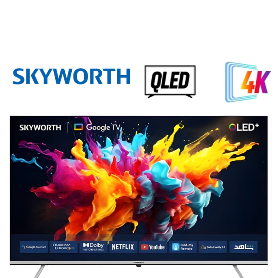 شاشة سكاي وورث 65 بوصة QLED+ 4K Smart Google TV — ألوان واقعية وصوت Dolby Atmos