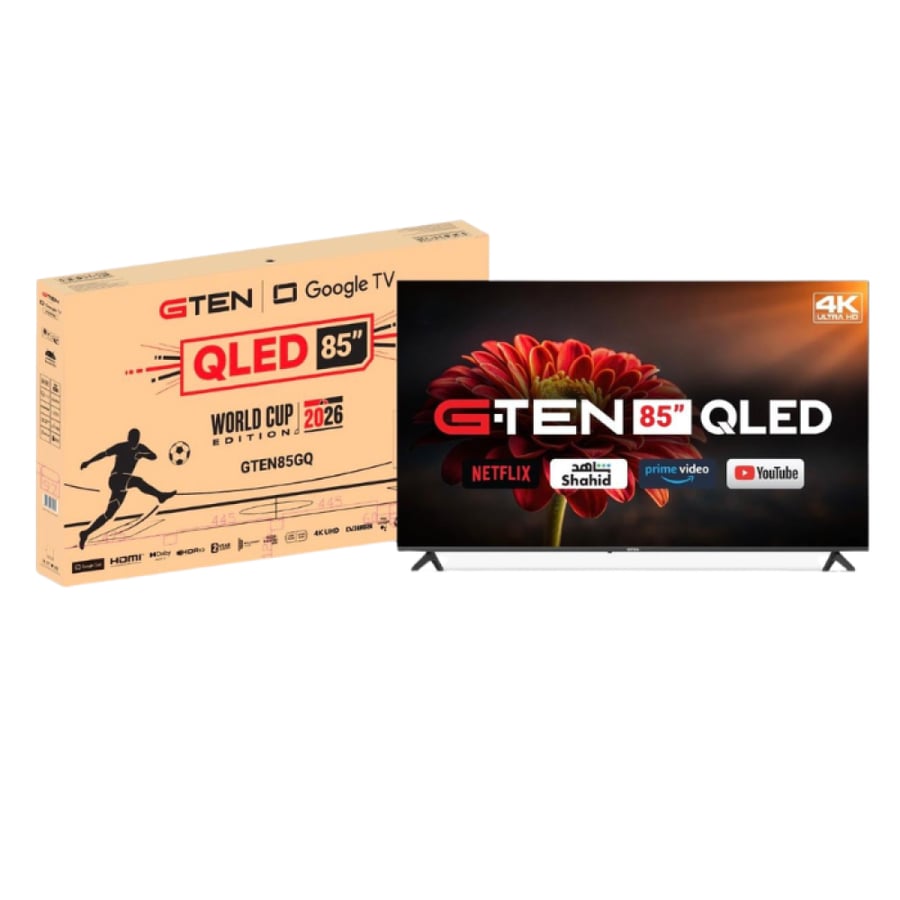 شاشة جي تن QLED سمارت 85 بوصة 4K Google TV واي فاي بلوتوث — GTEN85GQ