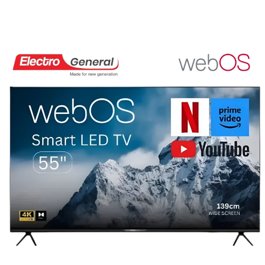 شاشة الكترو جنرال 55 بوصة 4K Smart WebOS – رسيفر مدمج وتجربة مشاهدة متكاملة