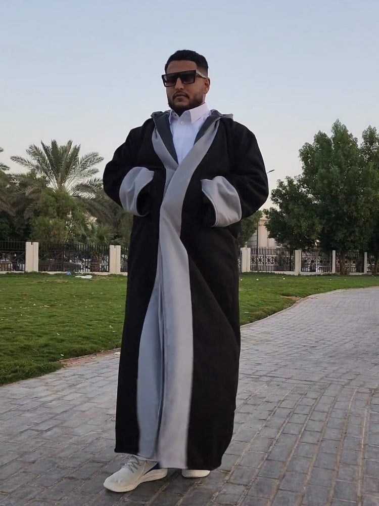فروه رجالي اسود ورمادي