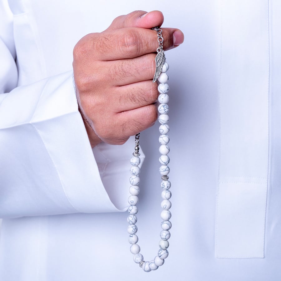 أسورة و سبحة فيروز أبيض شكل جناح