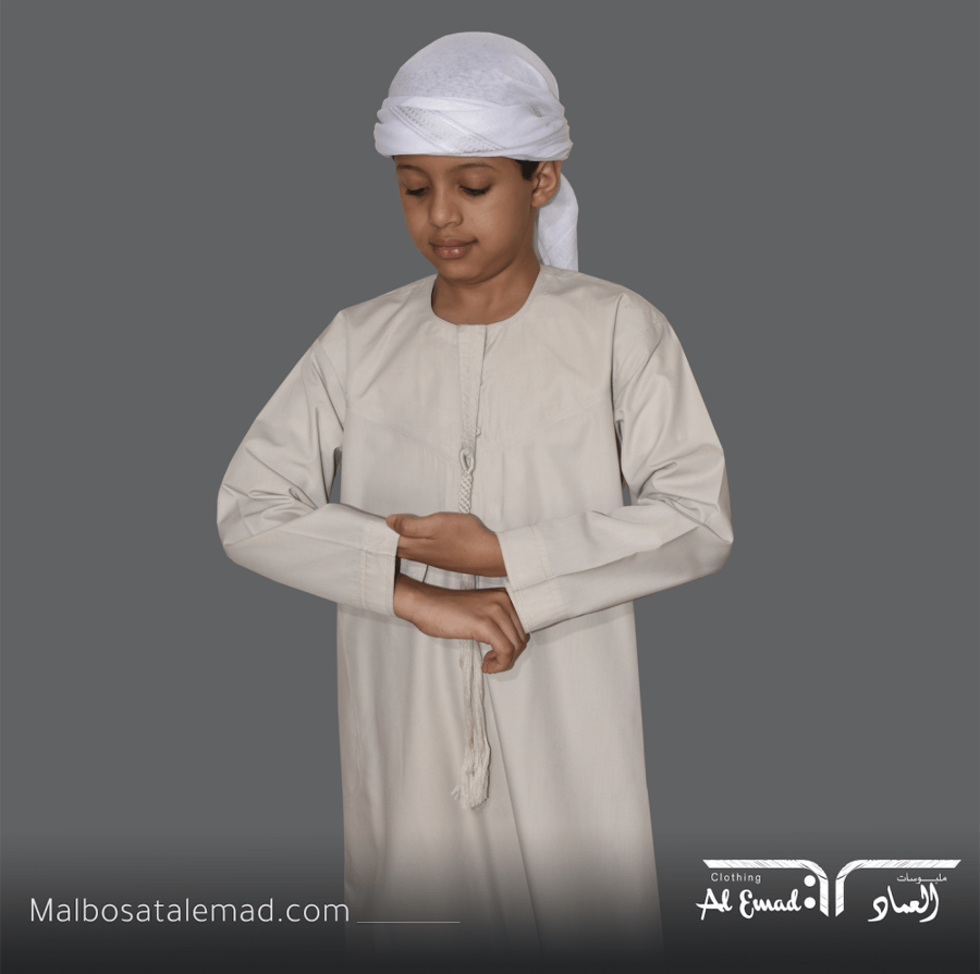 ثوب اطفال اماراتي رصاصي فاتح