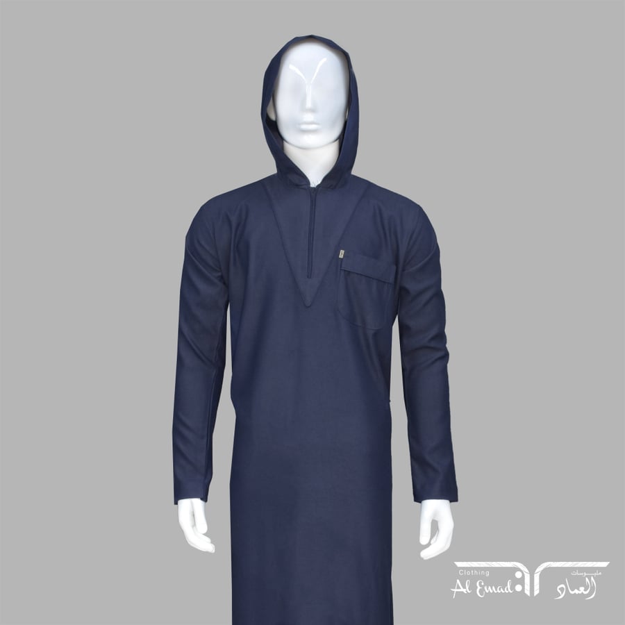 ثوب نوم رجالي شتوي كم طويل بقبع خامة ثقيلة من ملبوسات العماد