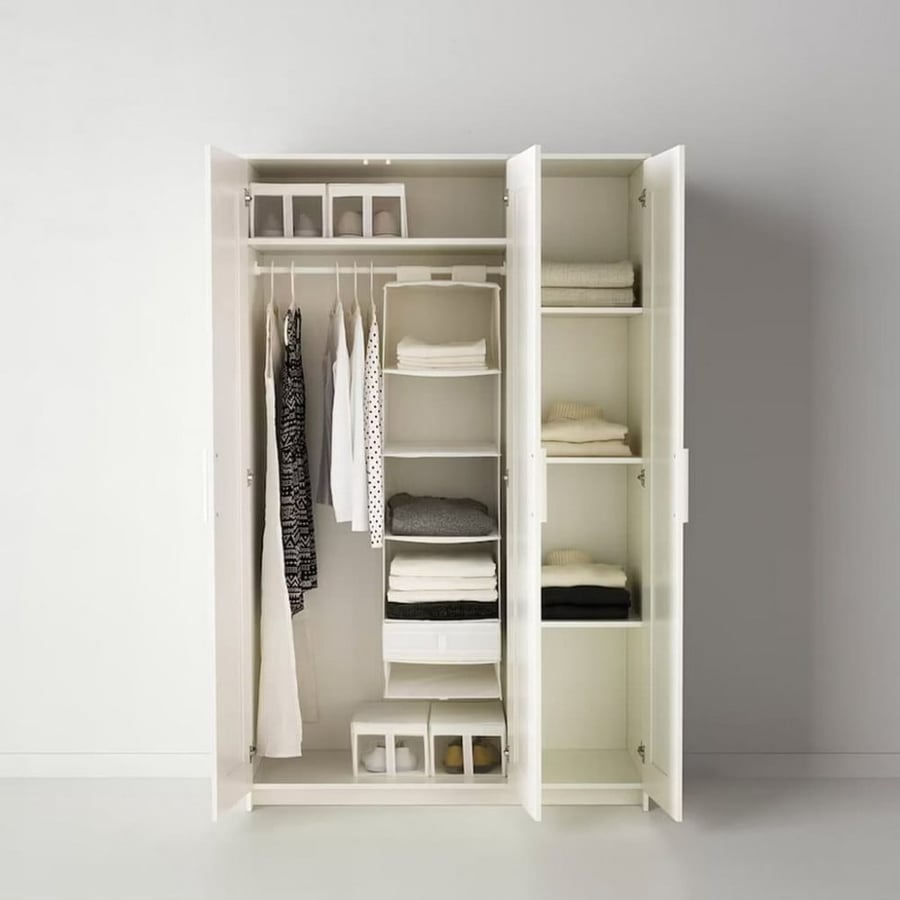 Clothes wardrobe with 3 doors, white