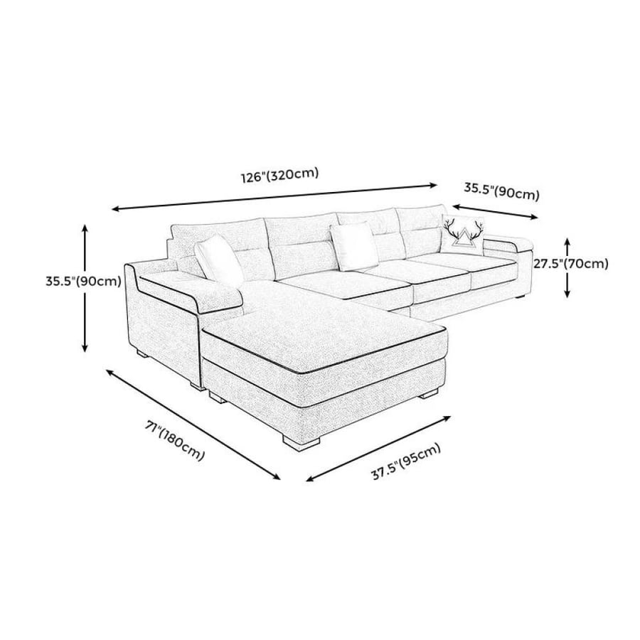 Modern Chanel L-shaped sofa — 180×320 cm Thai wood in various colors