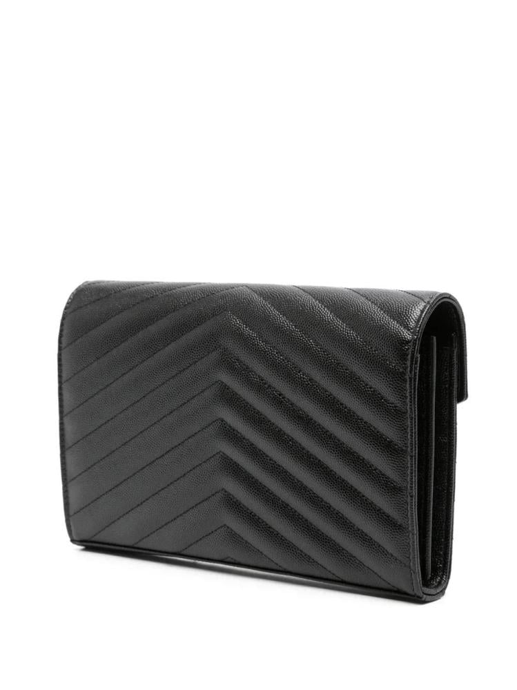 Saint Laurent classic Cassandre chain wallet in grain de poudre leather