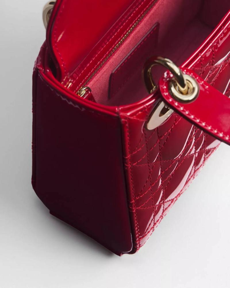 Mini Lady Dior Bag - Cherry Red Patent Cannage Calfskin