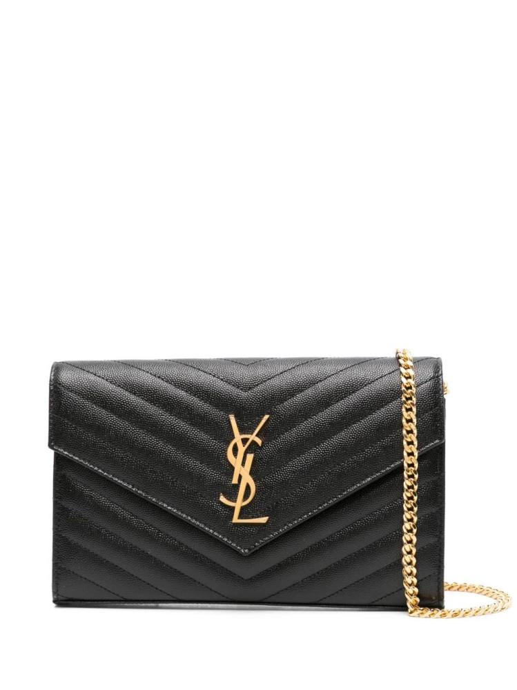 Saint Laurent classic Cassandre chain wallet in grain de poudre leather