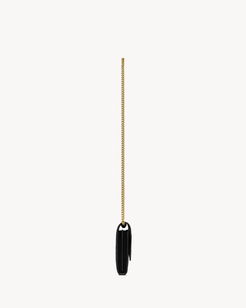 Saint Laurent classic Cassandre chain wallet in grain de poudre leather