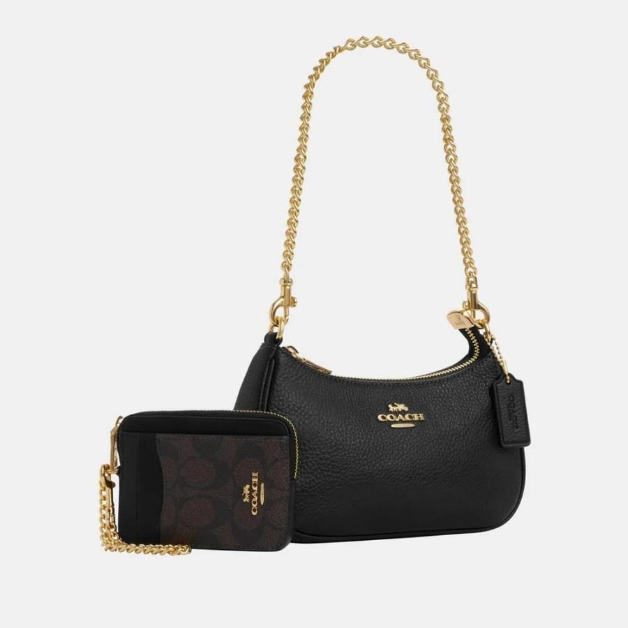 Saint Laurent classic Cassandre chain wallet in grain de poudre leather