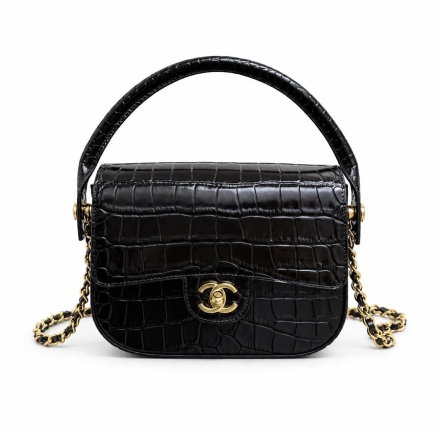 Chanel Crocodile-Embossed Turn Around Mini Flap Bag