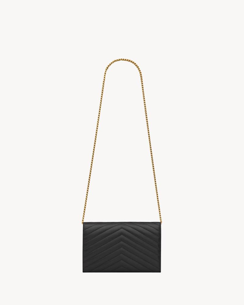 Saint Laurent classic Cassandre chain wallet in grain de poudre leather