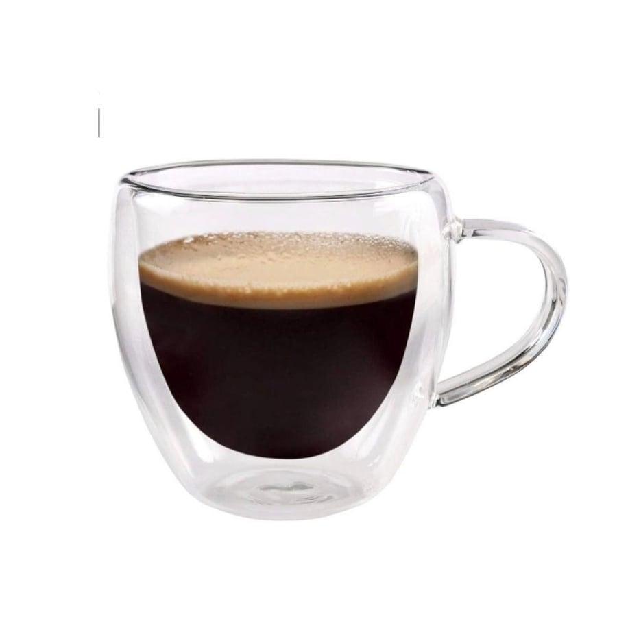 Double glass cup with handle 300 ml