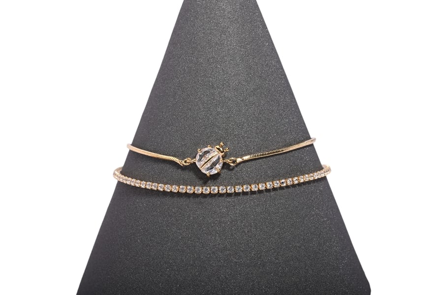Zircon duo bracelet with zipper
