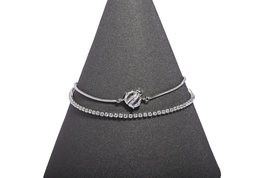 Zircon duo bracelet with zipper