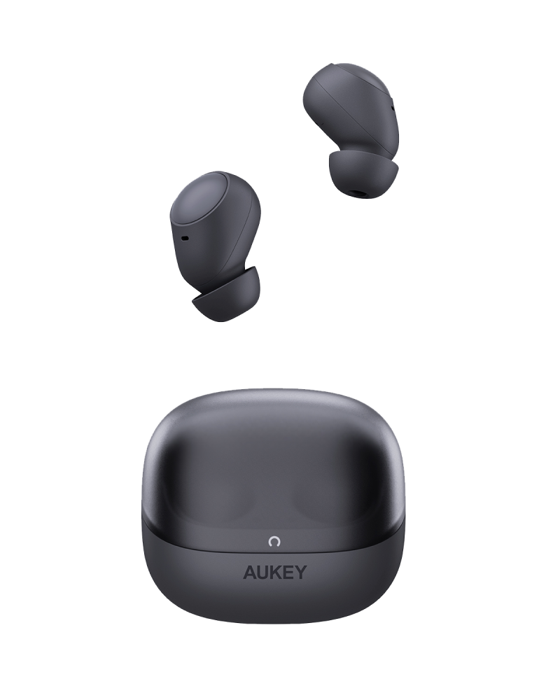 AUKEY - سماعة أذن لاسلكية Move Vibe خفيفة الوزن مقاومة للماء بطارية تدوم لغاية 20 ساعة مع تحكم باللمس - رمادي
