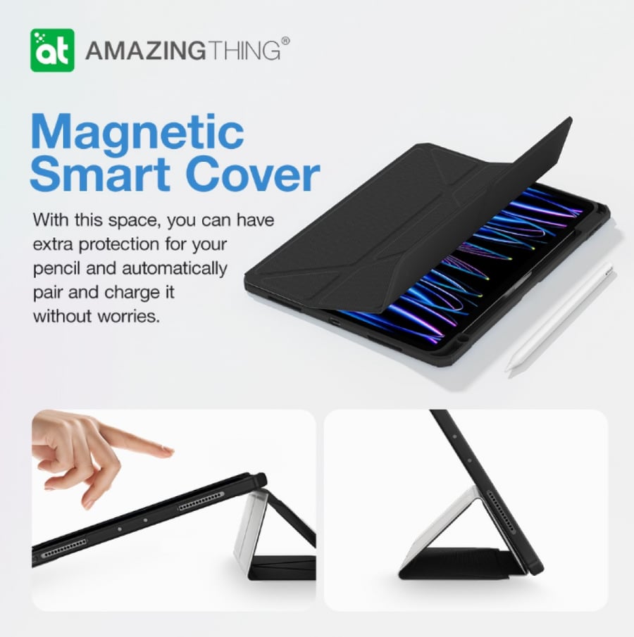 AMAZINGthing - غلاف حماية TITAN PRO للاياد برو 11 - أسود