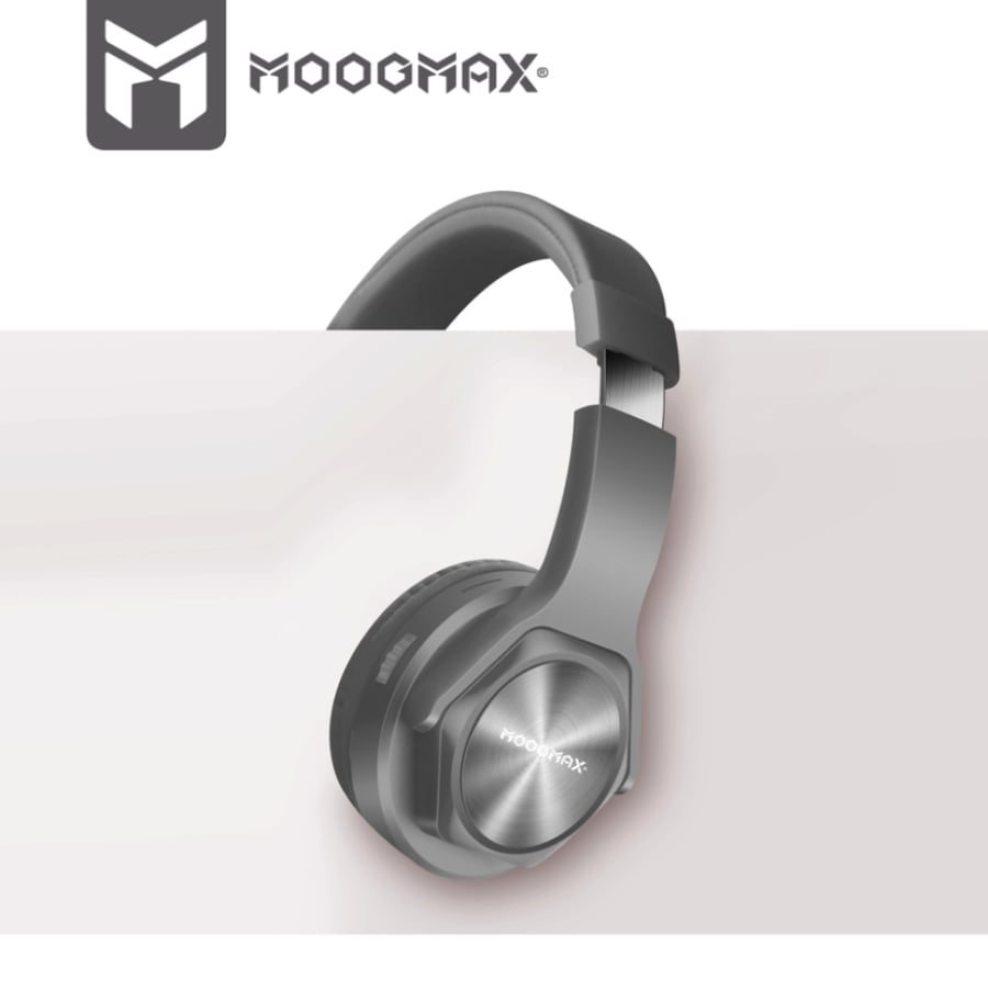 MOOGMAX - سماعة رأس لاسلكية ومكبر صوت 2in1 بصوت ستيريو - فضي