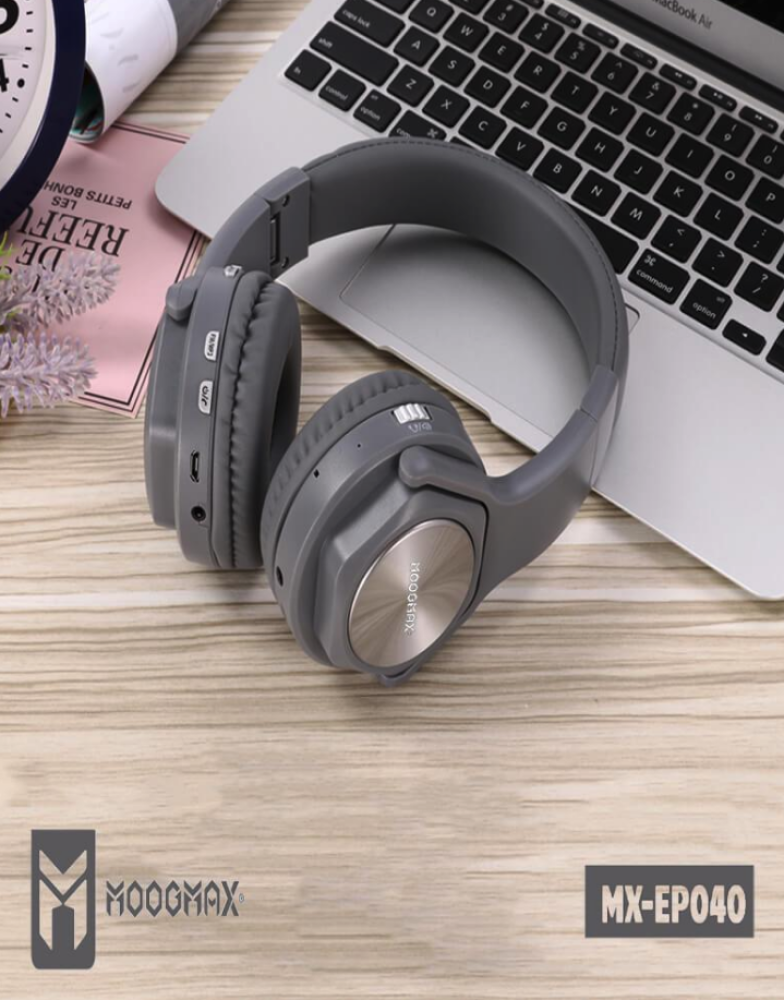 MOOGMAX - سماعة رأس لاسلكية ومكبر صوت 2in1 بصوت ستيريو - فضي
