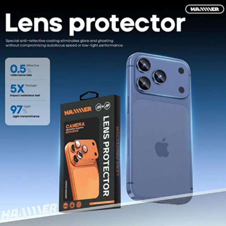 HAMMER - Camera flat protection with sapphire protection lenses for iPhone 17 Pro / 17 Pro Max - Blue