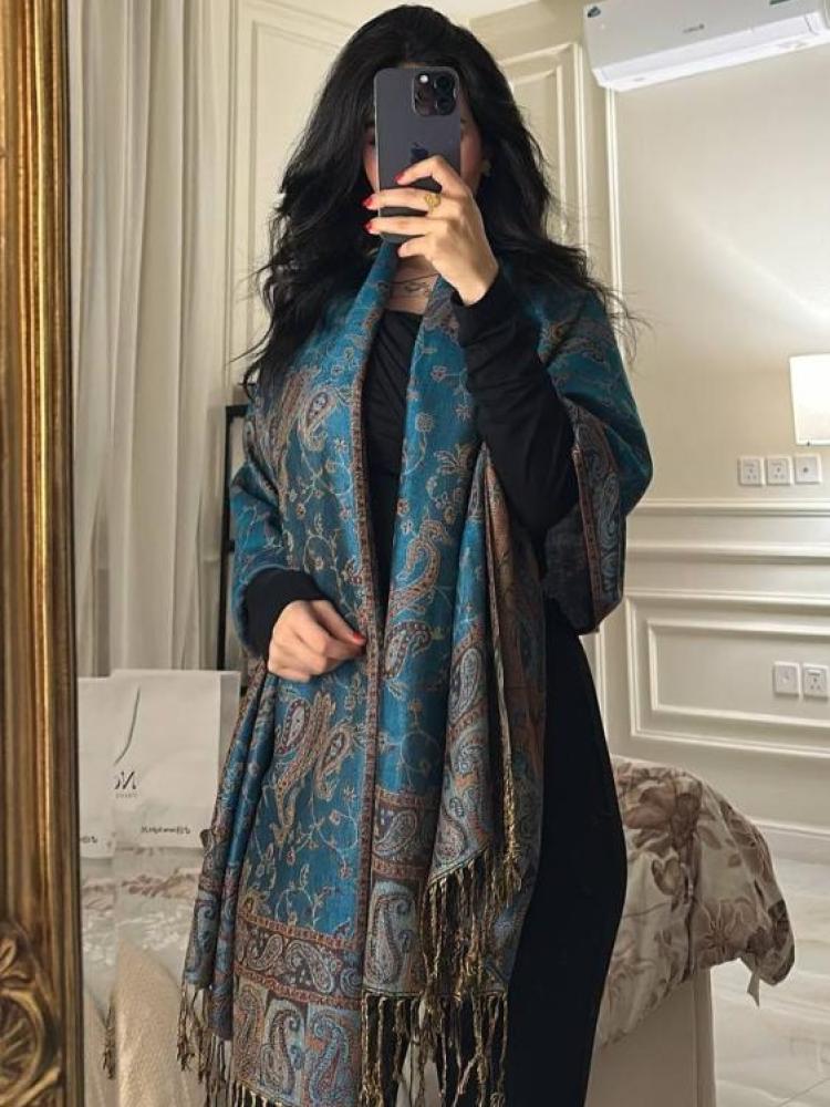 شال كشميري ( ازرق )