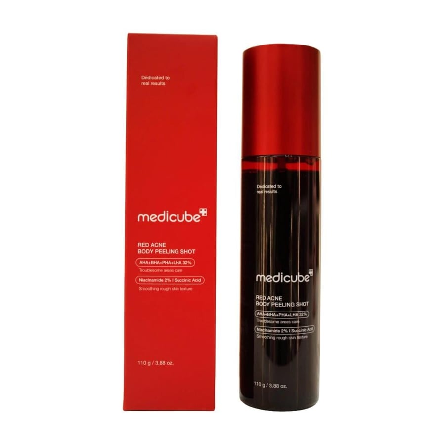 Medicube Red Acne Body Peeling Shot (بخاخ/مستحضر تقشير الجسم المعالج لحب الشباب من علامة ميديكيوب الكورية بحجم 110 جرام / 3.88 أونصة).