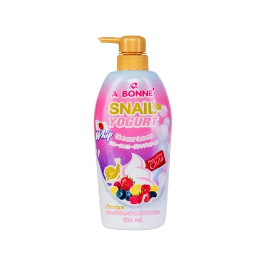 كريم استحمام ويپ كريم بالزبادي والحلزون لتفتيح وترطيب البشرة (A Bonne Snail Yogurt Whip Shower Cream) بحجم 450 مل.