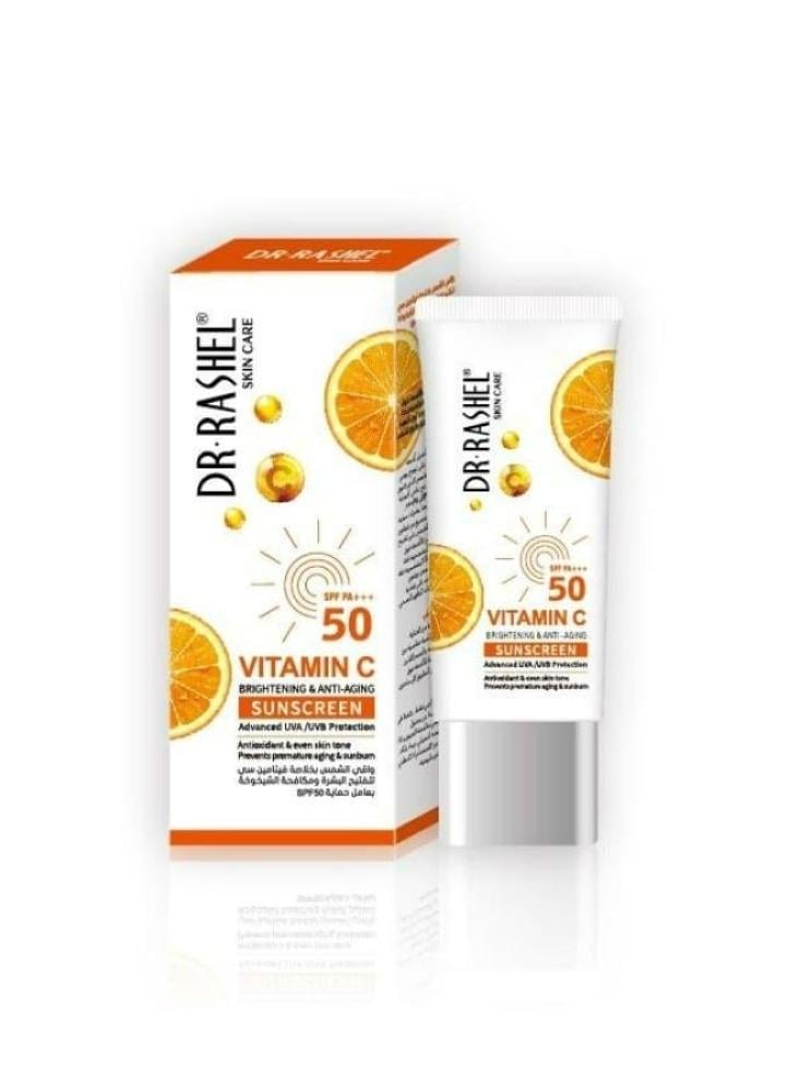 واقي الشمس بفيتامين C لتفتيح البشرة ومحاربة الشيخوخة من دكتور راشيل (Dr. Rashel Vitamin C Brightening & Anti-Aging Sunscreen) بعامل حماية SPF 50 PA+++