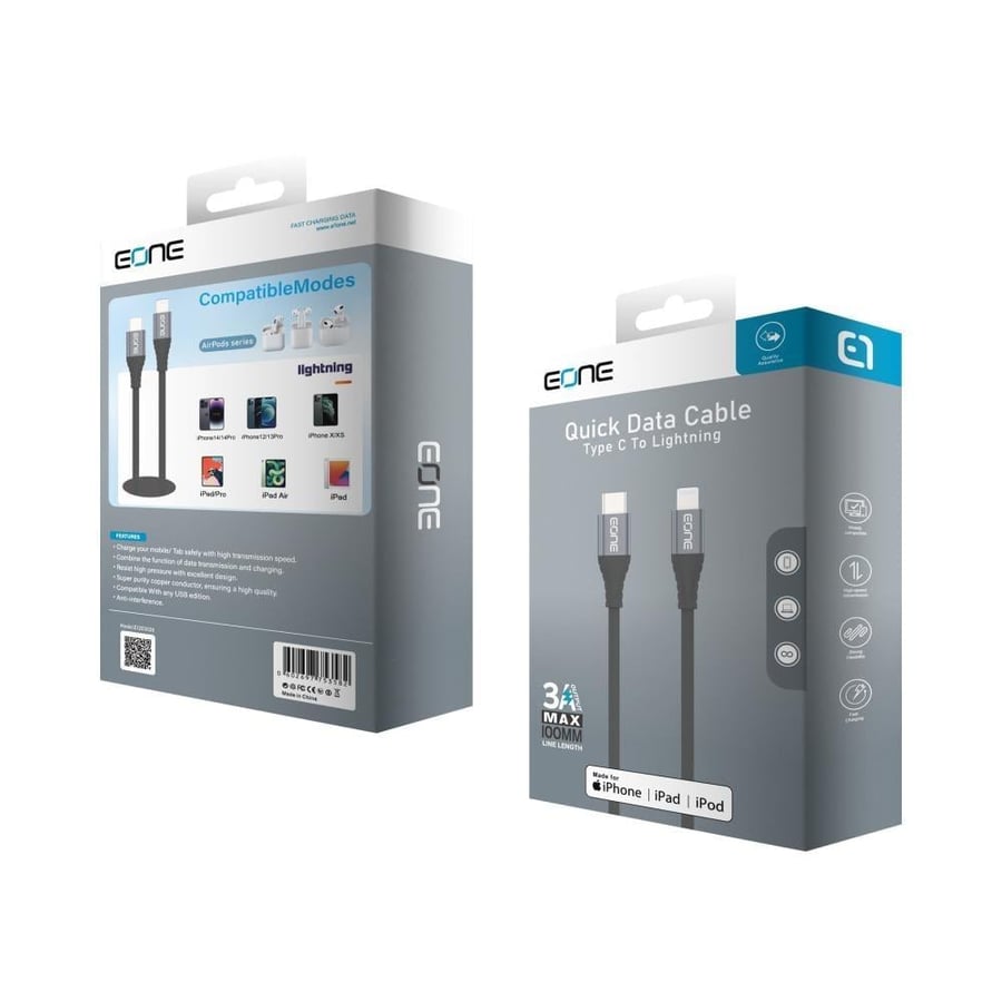 كيبل قماش ايفون PD من شركة Eone من USB-C إلى Lightning