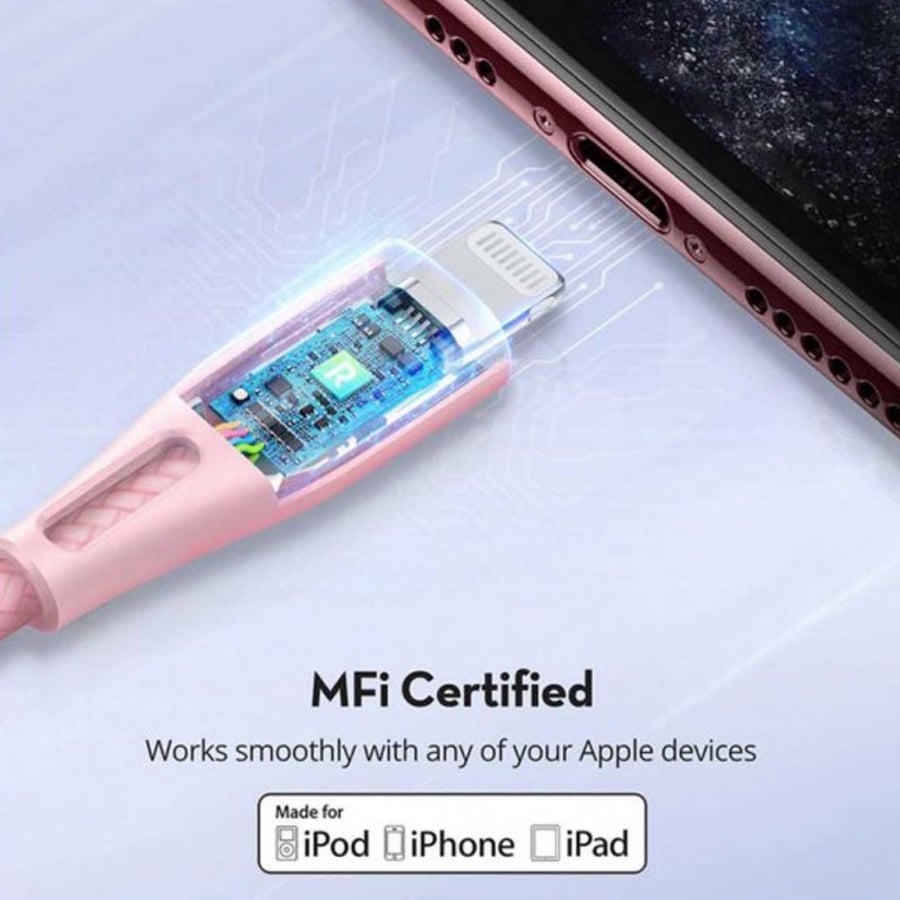 راف باور USB-C إلى لايتنينق بطول 1.2m - أسود
