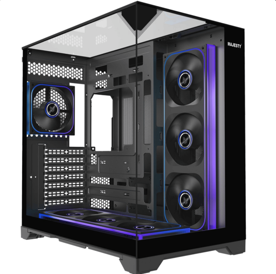 كيس بي سي قيمنق اكس سبيس الأسود (Mid Tower) - بـ 7 مراوح RGB.