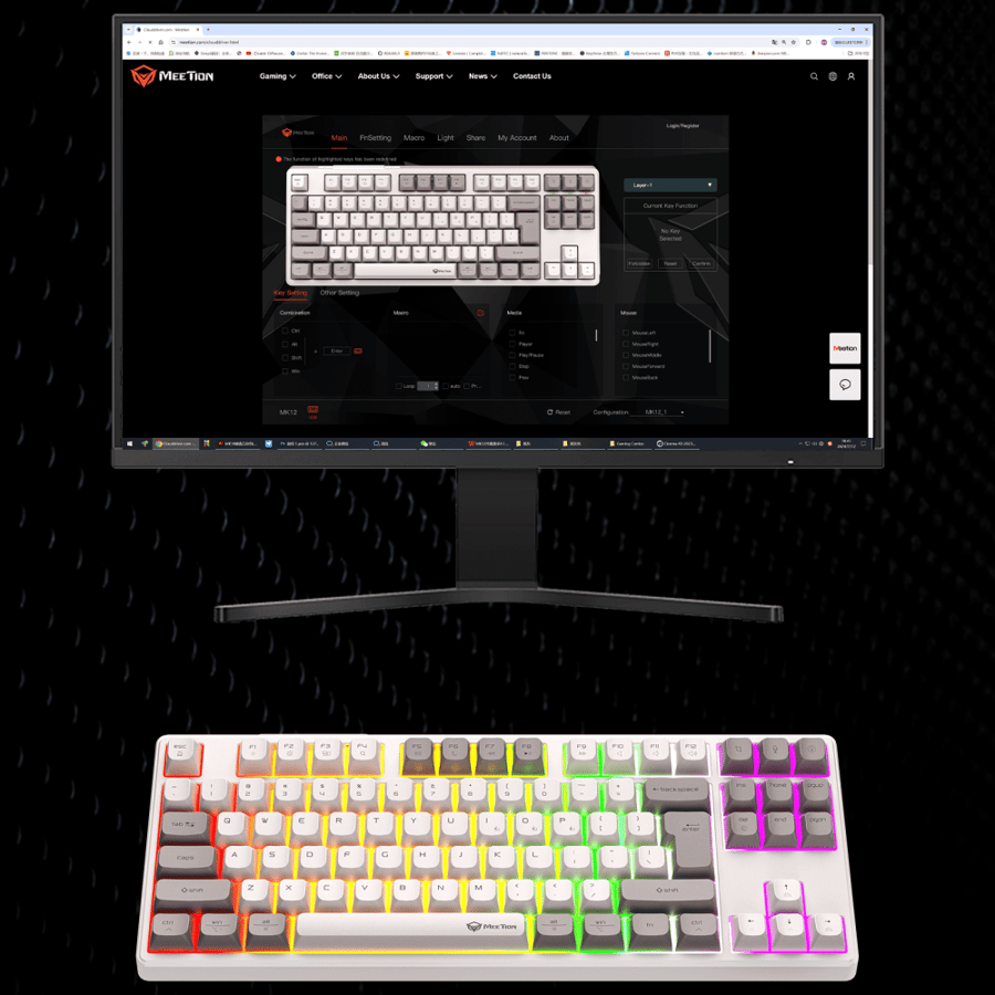 لوحة مفاتيح ميكانيكية Meetion MT-MK14 TKL باللون الأبيض مع إضاءة RGB قابلة للتخصيص واتصال متعدد الأنظمة