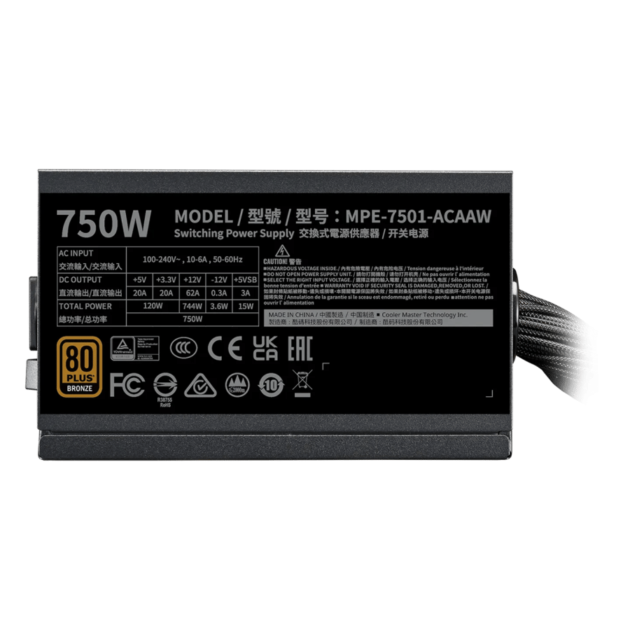 COOLER MASTER MWE BRONZE 750W V3 80 PLUS BRONZE POWER SUPPLY
