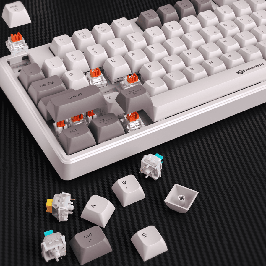 لوحة مفاتيح ميكانيكية Meetion MT-MK14 TKL باللون الأبيض مع إضاءة RGB قابلة للتخصيص واتصال متعدد الأنظمة