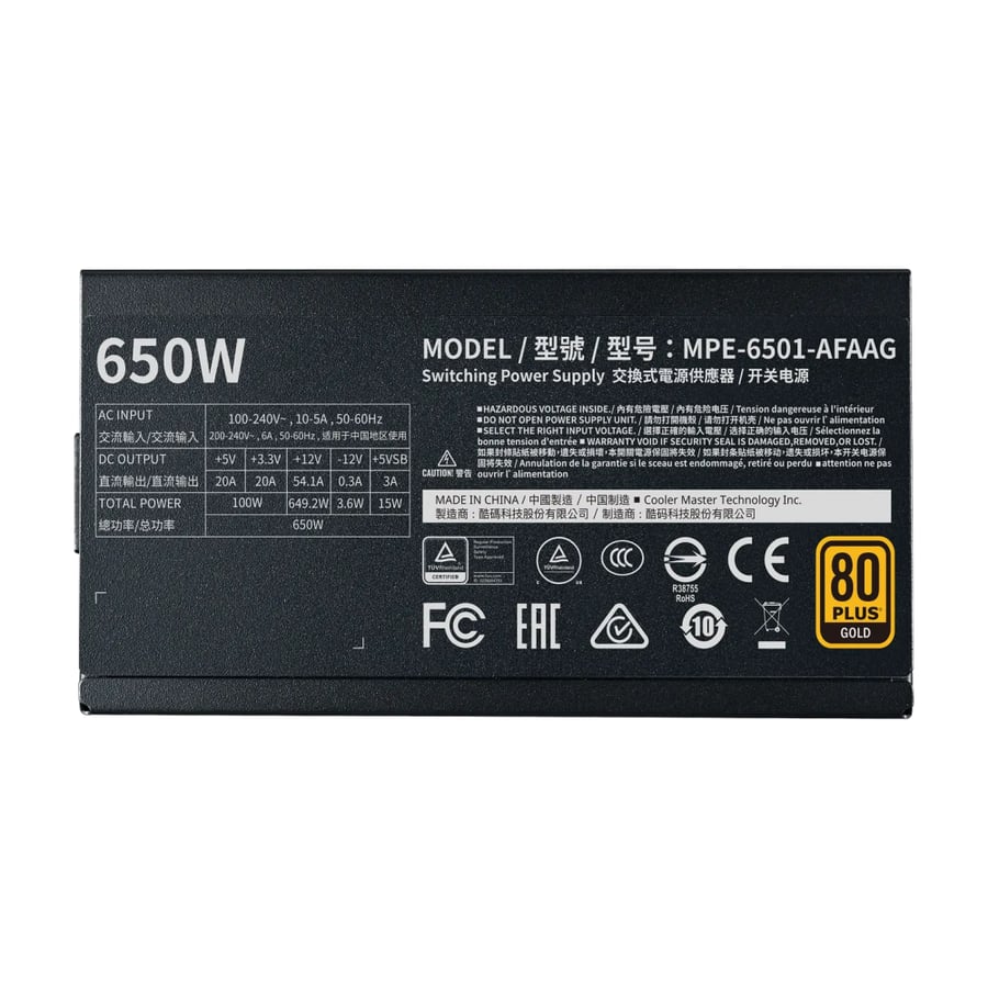 COOLER MASTER MWE GOLD 650 V2 80 PLUS GOLD FULL MODULAR POWER SUPPLY