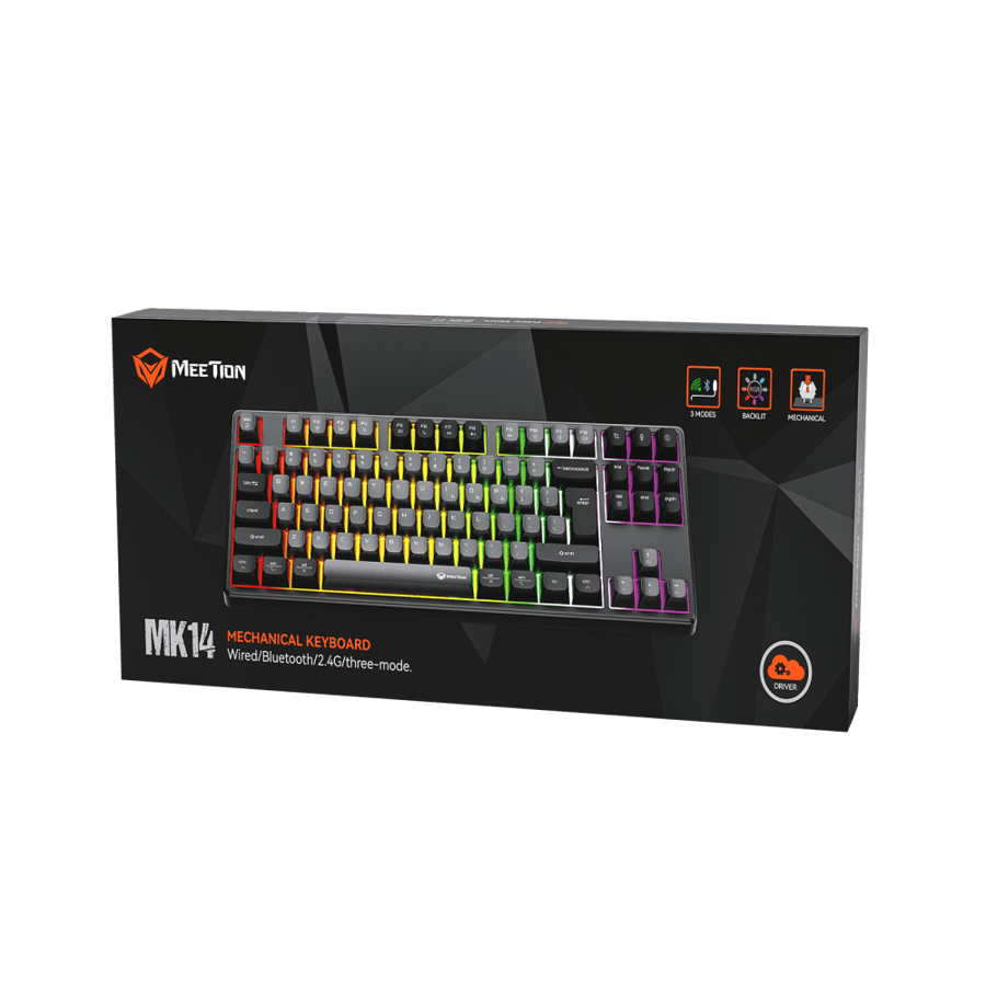 لوحة مفاتيح ميكانيكية Meetion MT-MK14 TKL باللون الأسود مع إضاءة RGB قابلة للتخصيص واتصال متعدد الأنظمة
